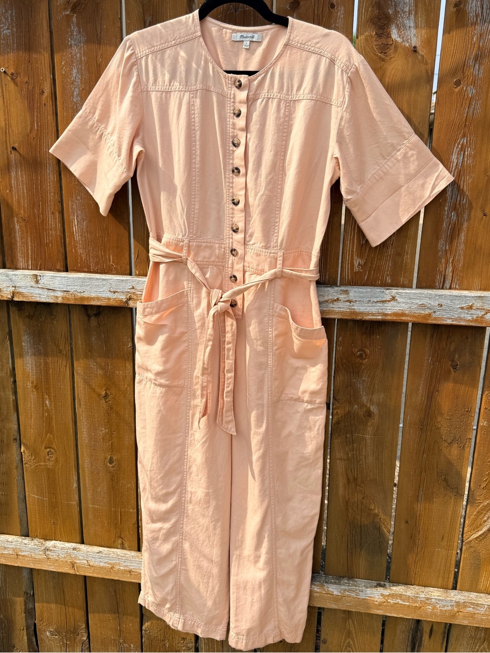 Madewell Peach Top-Stitched Coverall Jumpsuit Sz 0
